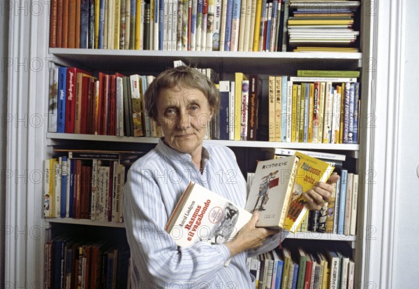 Astrid Lindgren. Swedish author of childrens books, songs and novels. Born 14 november 1907 - 28 january 2002. Internationally famous for the books featurings Pippi Longstocking, Emil of Lönneberga, Karlsson-on-the-roof and the Six Bullerby children. 2017 she was calculated to be the world's 18th most translated author. Roughly 167 million of her books was sold worldwide 2010. 1983 Roland Palm ref 2-55-7
