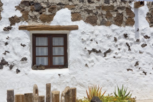 El Golfo in Lanzarote white houses facades at Canary Islands