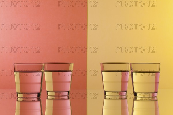 Glasses of water on the glass table