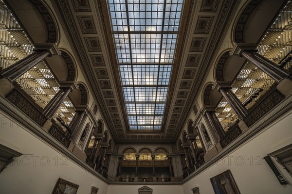 Brussels Old Town, Brussels Capital Region, Belgium, 12 06 2019 Art nouveau ceiling of the Royal museum of Fine Arts in Art Nouveau style, Europe