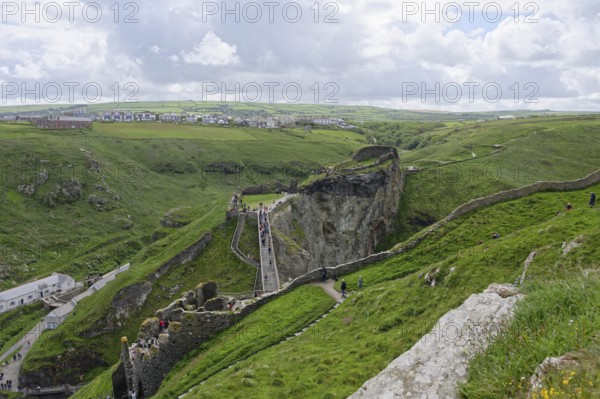 Tintagel Castle Bridge, Tintagel Castle, Tintagel, England, Great Britain