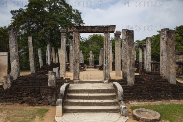 Polonnaruwa - the ruins of an ancient temple, traces of an ancient highly developed civilization. Sri Lanka. Polonnaruwa was first declared the capital city by King Vijayabahu I
