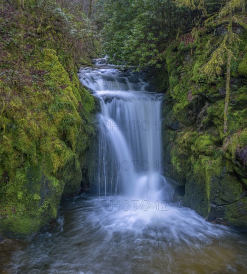 Geroldsau waterfall of the Grobbach stream south of the Geroldsau district of Baden-Baden in the northern Black Forest, Baden-Baden, Baden-Württemberg, Germany, Europe