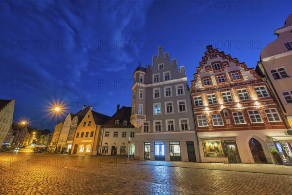 Landshut Germany, night city skyline at Old Town Altstadt street