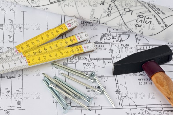 Building plan for a residential building. Drawings and plans by an architect. Austria