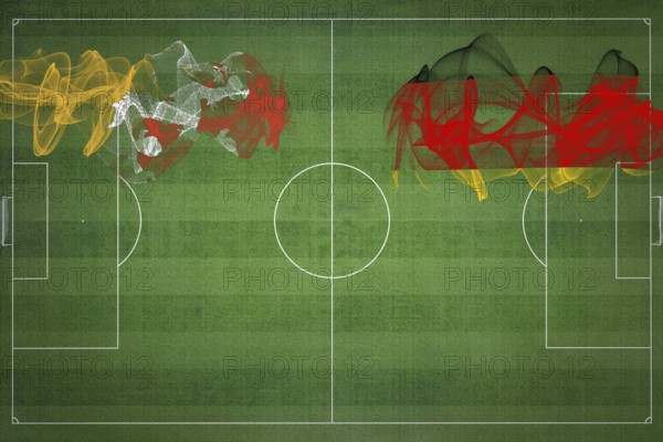 Bhutan vs Germany Soccer Match, national colors, national flags, soccer field, football game, Competition concept, Copy space