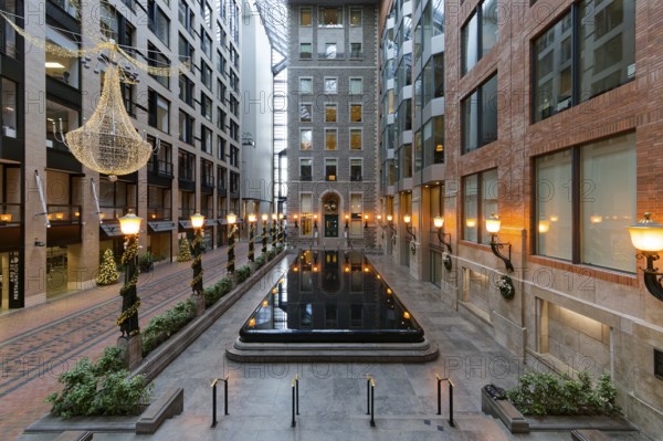 Architecture, festive decoration in the World Trade Centre, Montreal, Province of Quebec, Canada, North America
