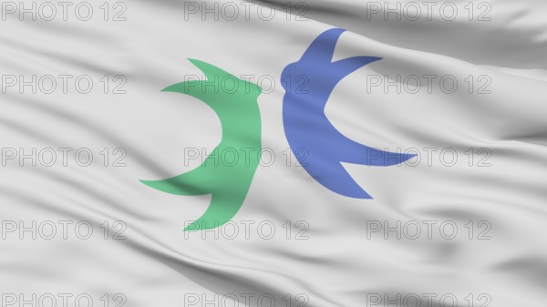 Hokuto City Flag, Country Japan, Yamanashi Prefecture, Closeup View
