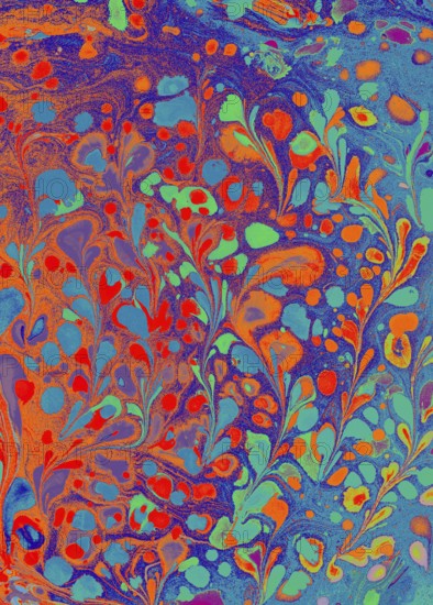 Beautiful abstract art of Ebru marbling painting techniques on water