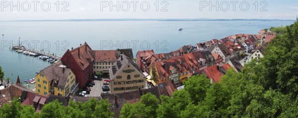 Panoramic view from the castle terrace of the lake and the lower town, Meersburg