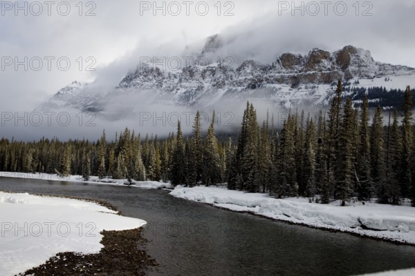 Castle Mountain Alberta in Winter Banff Park