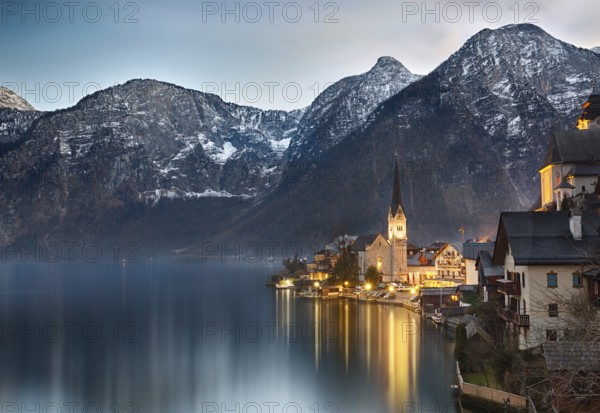 Dusk at Lake Hallstatt, Salzkammergut, Austrian Alps