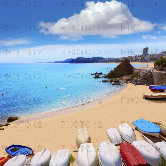 Lloret de Mar Sa Caleta beach in costa Brava of Catalonia Spain