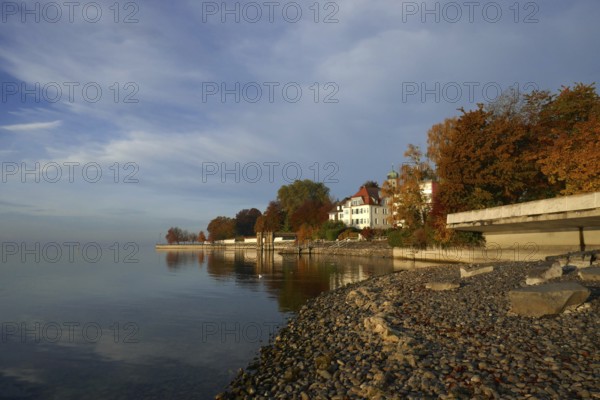 Castle harbour of the royal summer residence in Friedrichshafen on Lake Constance