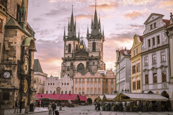 Prague, Czech Republic, 28 March 2016: Image with Old Town Square from Prague, Czech Republic at sunrise on 28 March 2016, Europe
