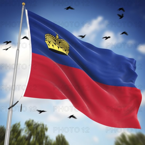 Flag of Liechtenstein, This is a computer generated and 3d rendered image