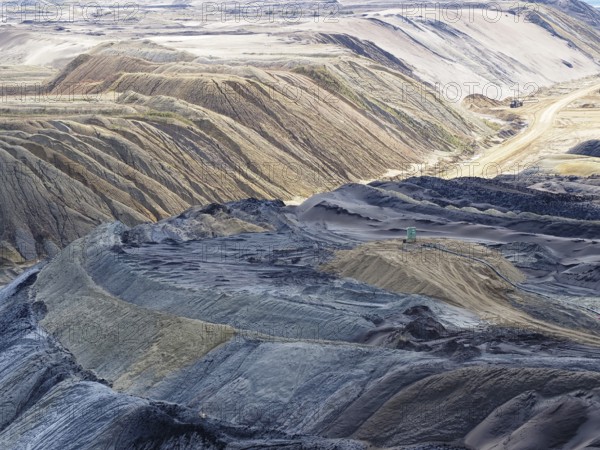 View over the Garzweiler open-cast lignite mine, Rhenish lignite mining area, Germany, Europe