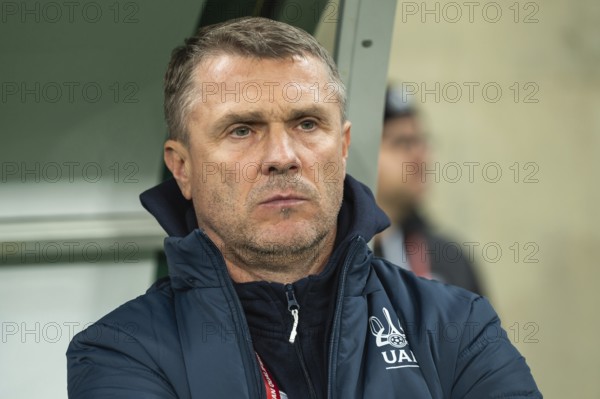 WROCLAW, POLAND - MARCH 26, 2024: Qualifications for UEFA Euro 2024. Final play-off match Ukraine - Iceland 2:1. Serhiy Rebrov head coach of Ukraine.