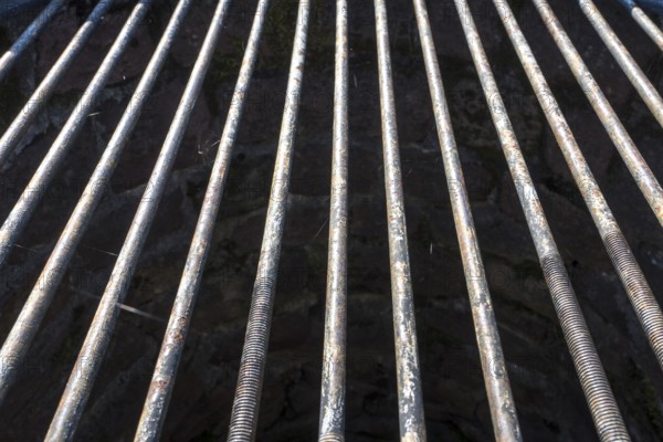 Old rusty metal grid, metal structure