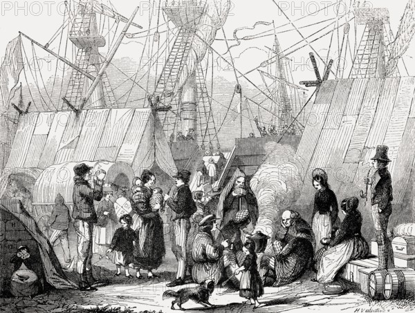 German Emigration, port of Le Havre, Normandy, France, 19th Century, Europe