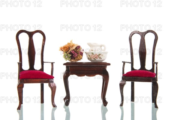 Queen ann style furniture isolated over white background