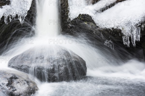 Winter stream, Dundret Nature Reserve, Gällivare, Norrbotten, Lapland, Sweden, October 2016, Europe