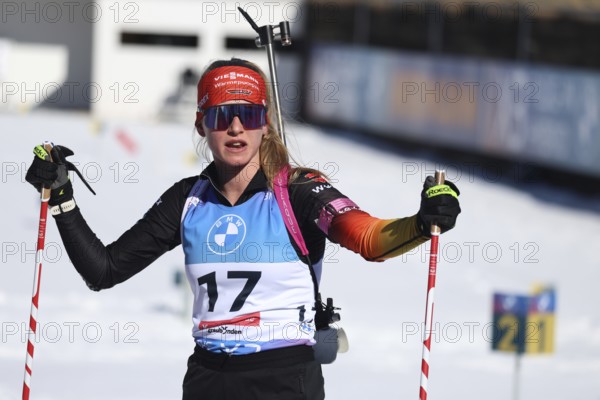 Julia Tannheimer (DAV Ulm/GER) at the shooting range at the IBU Biathlon World Championships Lenzerheide 2025, Lenzerheide, Switzerland / SUI / CH