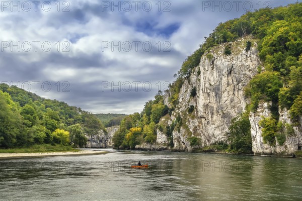 Rocky shores of the Danube near Kelheim, Germany, Europe