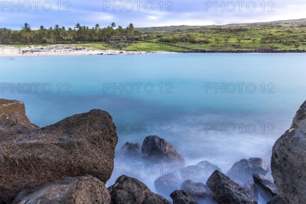 Anakena Beach on Easter Island, Rapa Nui in Chile. South America