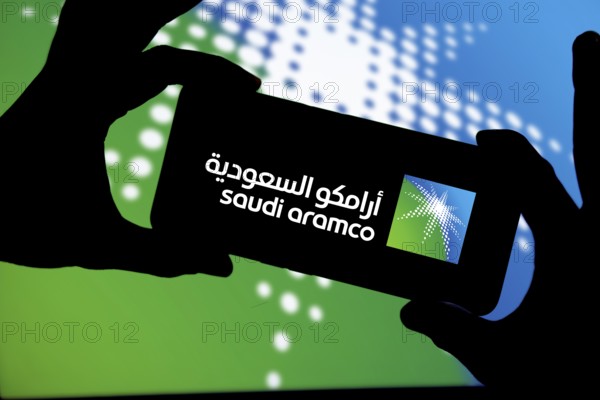 Saudi aramco logo on smartphone