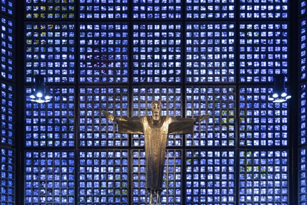 Berlin, Germany, July 30, 2019: Interior view of Kaiser Wilhelm Memorial Church in Berlin. Gedachtniskirche, Europe