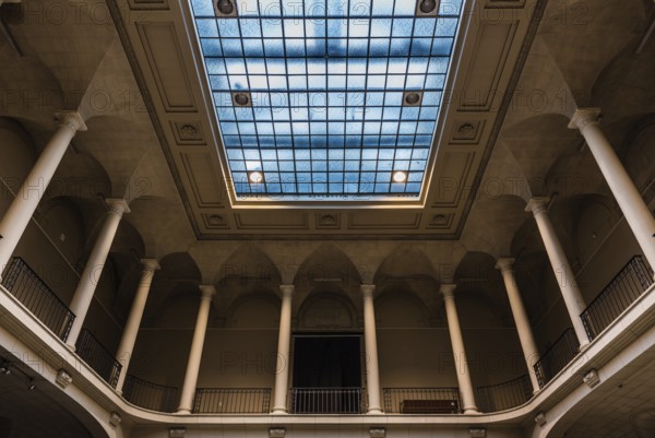Brussels, Belgium, 11 11 2018: Interior ceiling view of the Royal museum of Art and History, Europe
