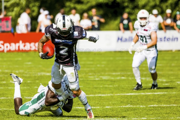 German Football League, Schwäbisch Hall Unicorns, Ingolstadt Duke im Optima-Sportpark Schwäbisch Hall am 17.Juni 2023 Deutschland, Ingolstadt Dukes, WR # 2 Gabriel Boccella