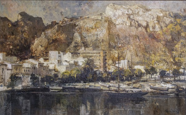 Sunset in Puerto de Pollensa, Miquel Llabres, 1968, oil on canvas, pollensa museum, Majorca, Balearic Islands, Spain, Europe