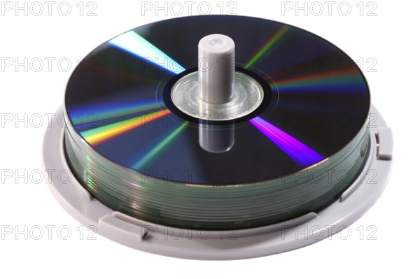 DVD, CD, for storing data, data carrier, on spindle, Manitoba, Canada, USA, North America