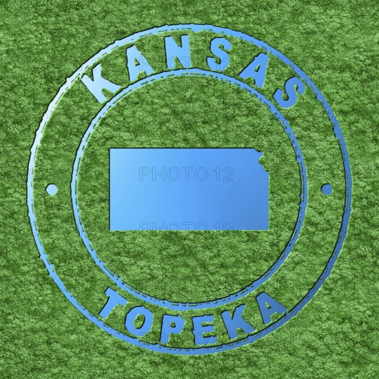 Map of Kansas, Forest with Water Map, CO2 Reduction