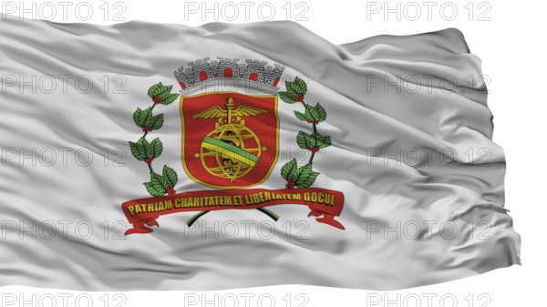 Santos City Flag, Country Brasil, Isolated On White Background