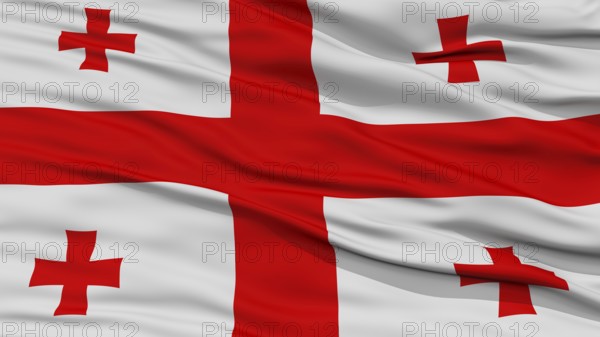 Closeup Georgia Flag, Waving in the Wind, High Resolution