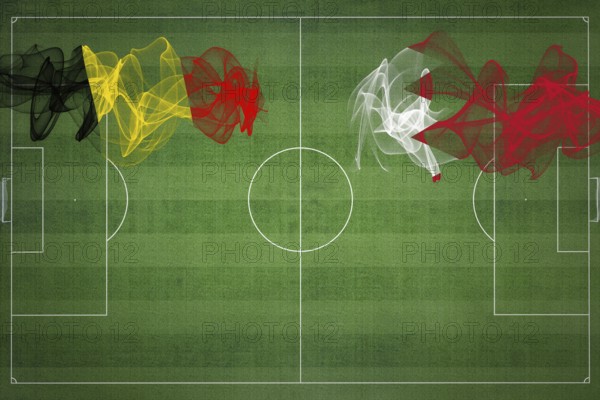 Belgium vs Bahrain Soccer Match, national colors, national flags, soccer field, football game, Competition concept, Copy space