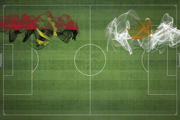 Angola vs Cyprus Soccer Match, national colors, national flags, soccer field, football game, Competition concept, Copy space
