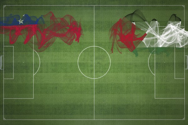 Samoa vs Palestine Soccer Match, national colors, national flags, soccer field, football game, Competition concept, Copy space
