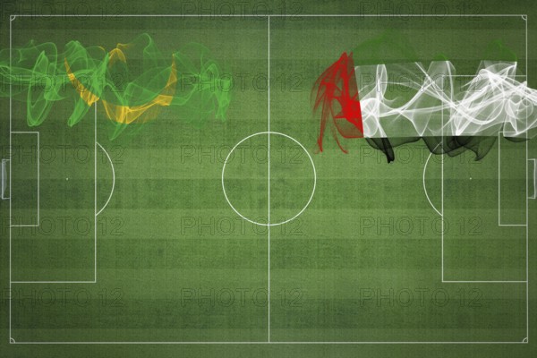 Mauritania vs United Arab Emirates Soccer Match, national colors, national flags, soccer field, football game, Competition concept, Copy space