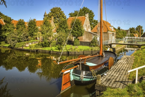Enkhuizen, the Netherlands. September 2020. the old port with its traditional fishing boats in Enkhuizen.