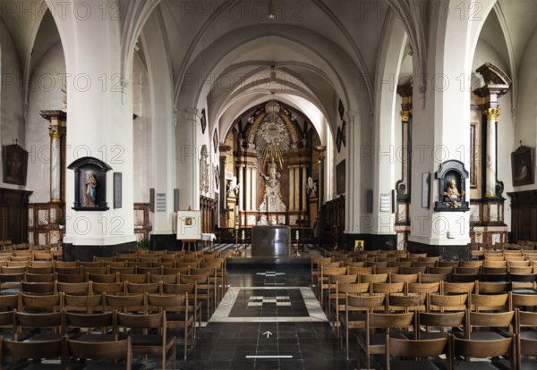 Meise, Flemish Brabant, Belgium, 11 03 2021: Interior design of the catholic gothic church, Europe