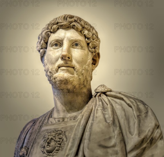 Hadrian or Publius Aelius Hadrianus Augustus, 76 - 138, Roman emperor, digitally edited