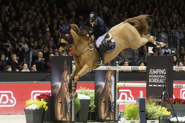 Denis Lynch of Ireland competes in the equestrian Audi Grand Prix at Jumping International Bordeaux, in Bordeaux, France, Europe