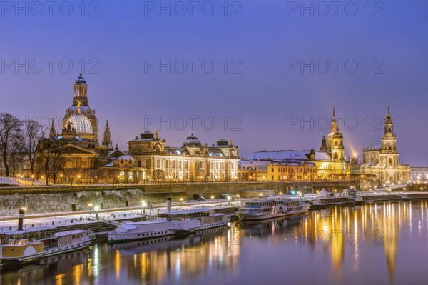Dresden historic skyline in the old town in winter