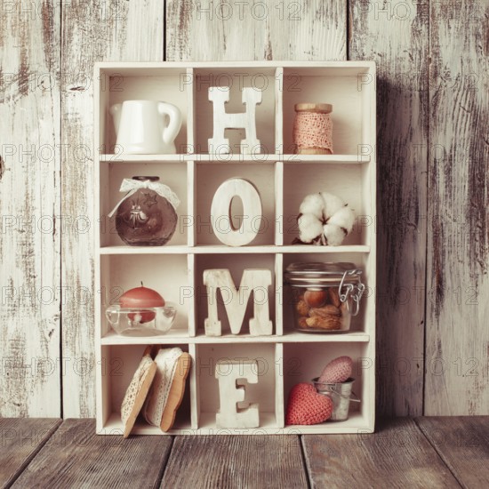 Shadow box with wooden letters home and cozy things