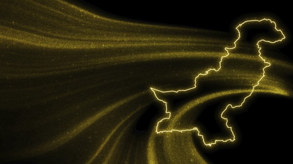 Map of Pakistan, Gold glitter map on dark background