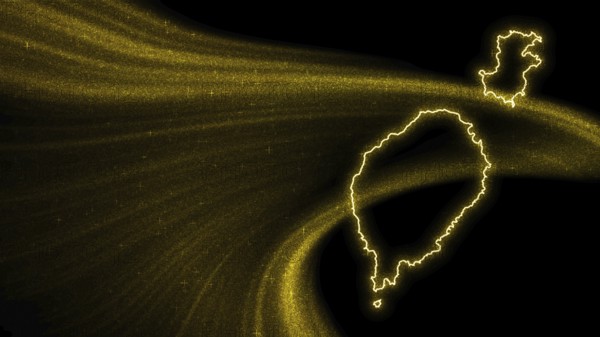 Map of Sao Tome and Principe, Gold glitter map on dark background